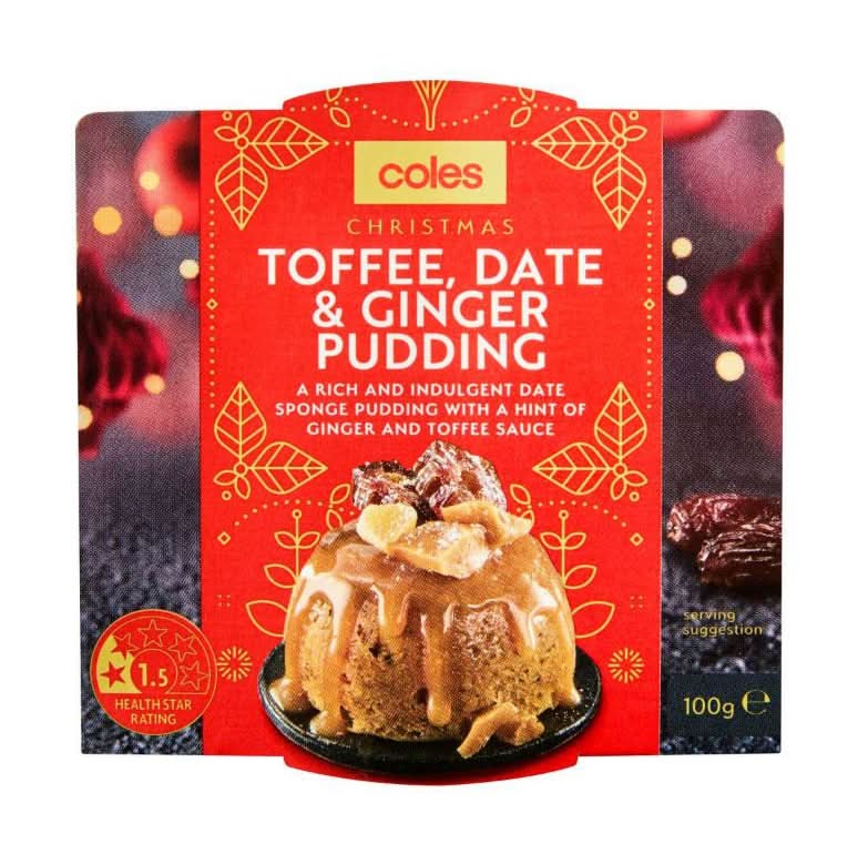 Coles Christmas Pudding, Toffee Date & Ginger (100g)