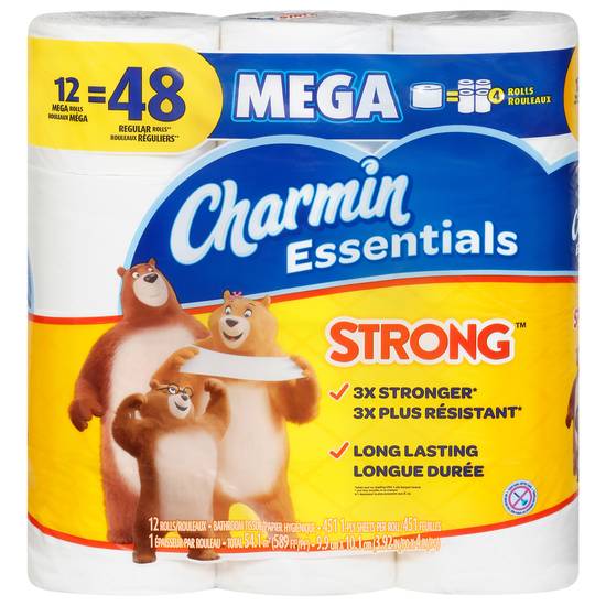 Charmin Essentials Strong Mega Toilet Paper Rolls (12 ct)