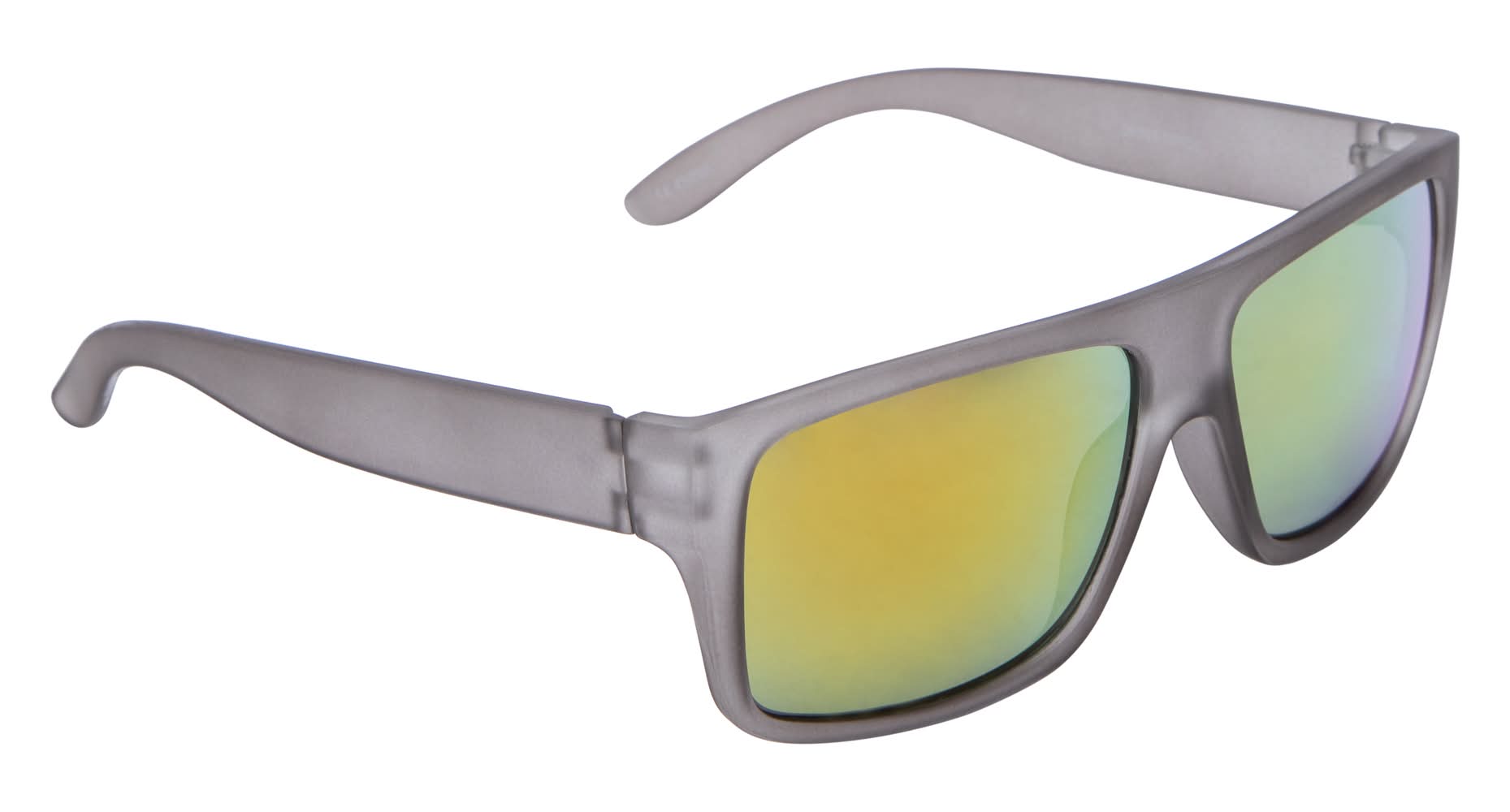 Mens Flat Top Rectangle Sunglasses Gray Orange