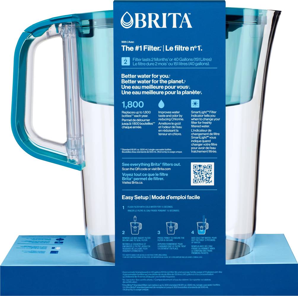 Brita Large 10 Cup Water Filter Pitcher With 1 Standard Filter