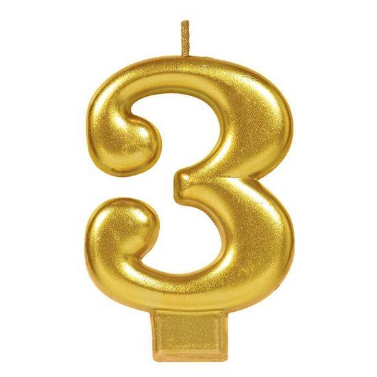 Amscan Numeral #4 Metallic Candle - Gold (unit)