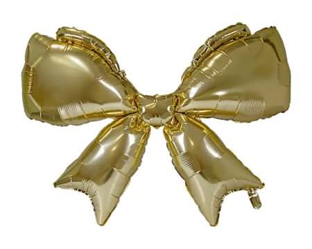 INFLATED Jumbo Bow Gold Foil Balloon 47in x 36in Gold Bow