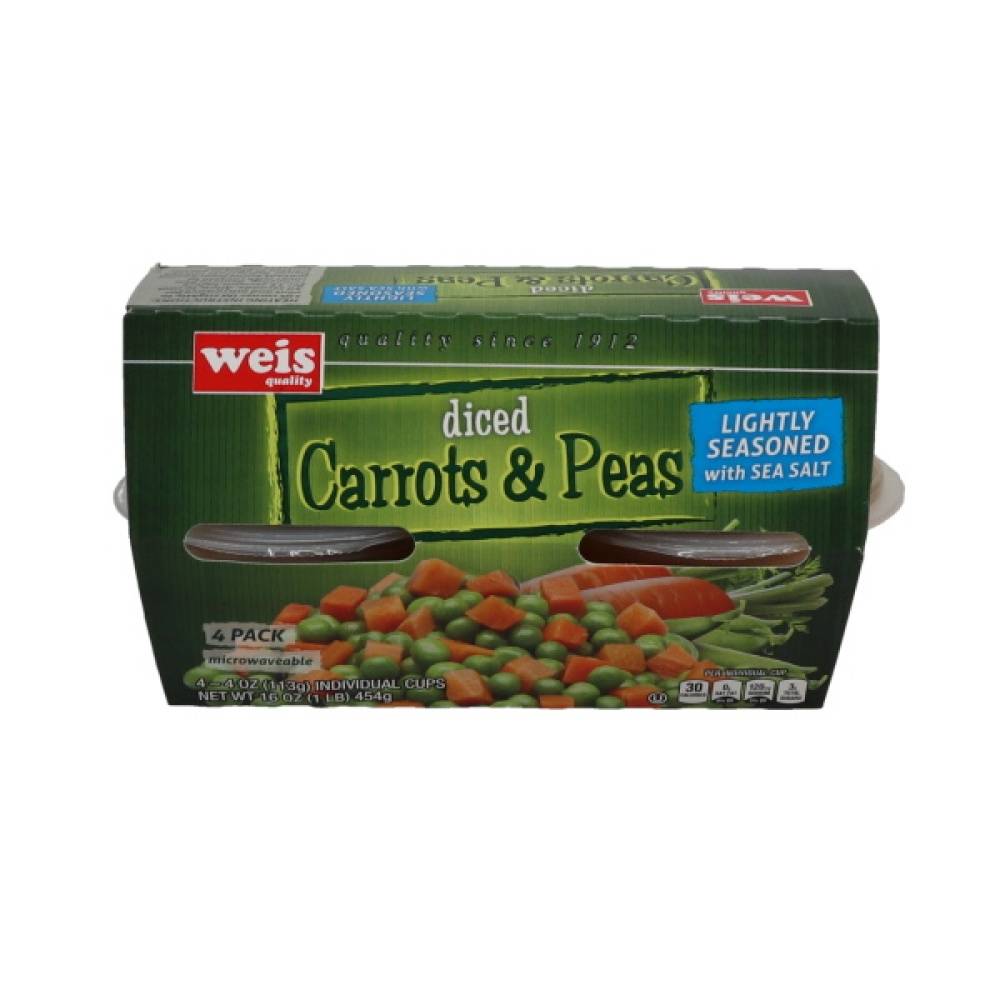 Weis Quality Diced Carrots and Peas 4 Count Vegtable Cups