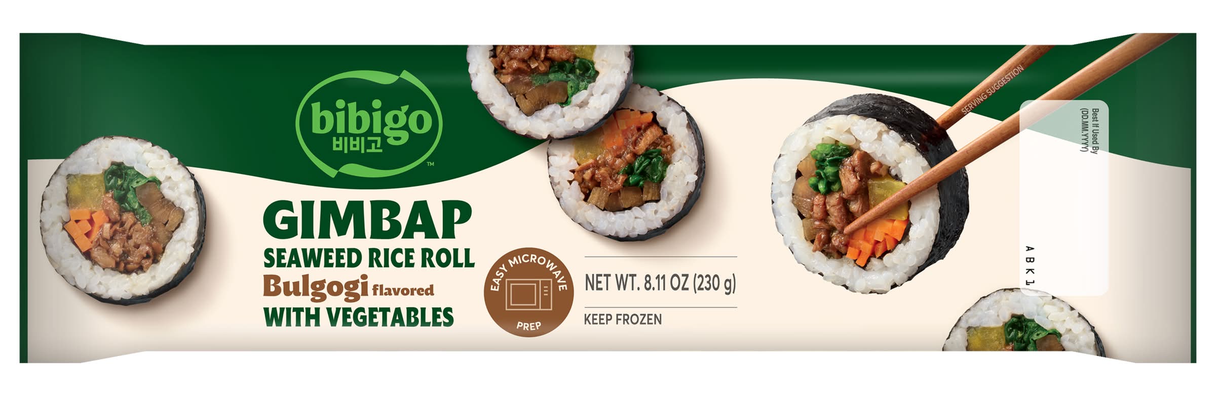 bibigo Gimbap Seaweed Rice Roll With Vegetables, Bulgogi (8.11 oz)