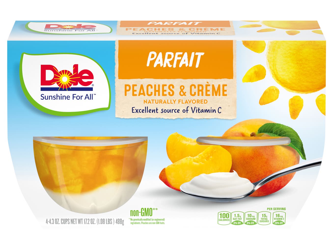 Dole Parfait Peaches & Creme Cup (17.2 oz, 4 ct)
