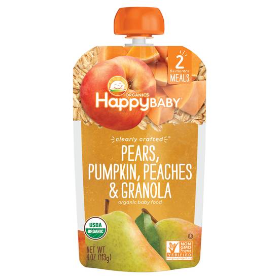 Happy Baby Pears Pumpkin Peaches & Granola Stage 2 Baby Food
