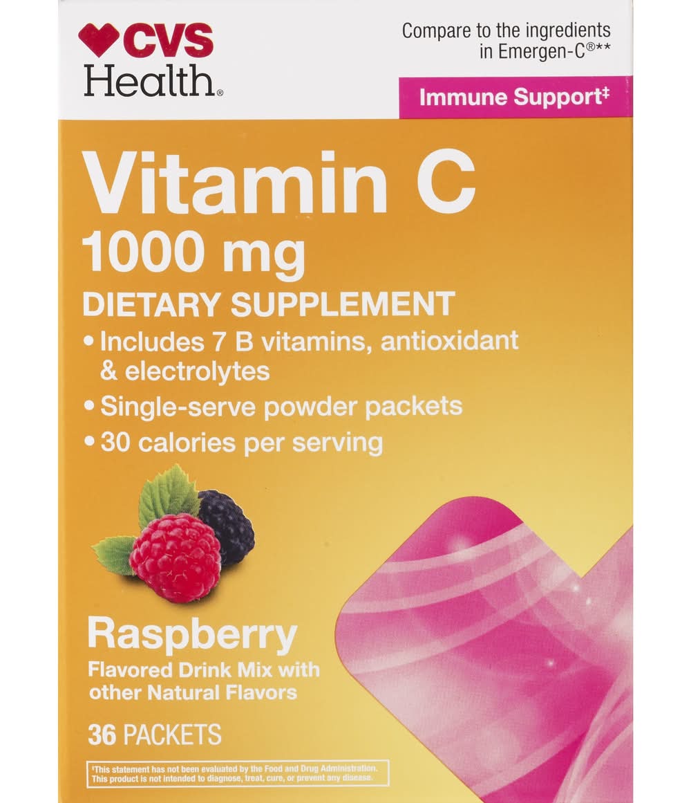 Cvs Immune Support Vitamin C Drink Packets, Raspberry, 36 Ct