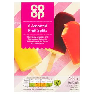 Co-op Assorted Fruit Splits 6 x 73ml (438ml)