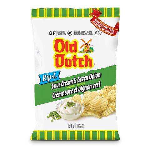 Old Dutch Rip-L Potato Chips, Sour Cream & Green Onion (180 g)