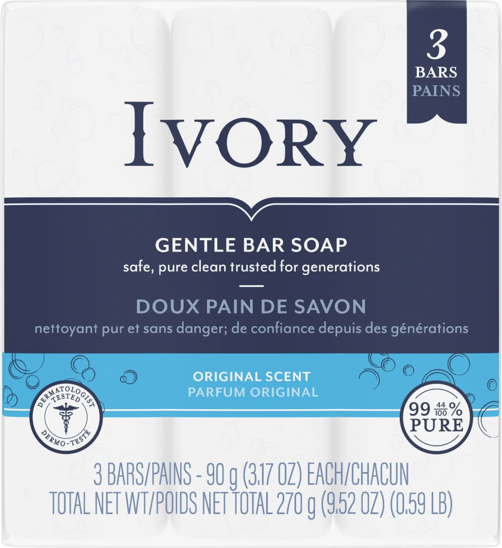 Ivory Original Scent Gentle Bar Soap (3 x 3.17 oz)