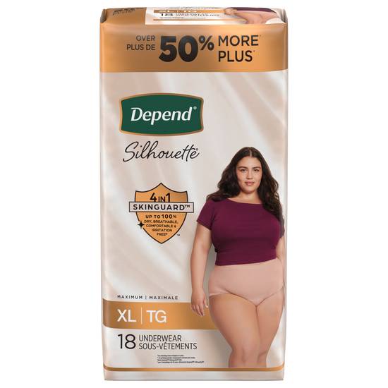 Depend Silhouette Maximum Absorbency Xl Pink Underwear For Women (18 ct)