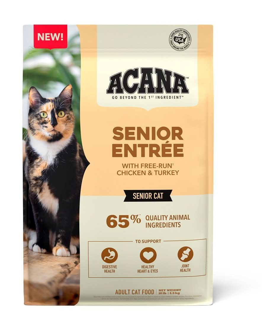 ACANA SENIOR ENTRÉE ALIMENTO NATURAL PARA GATO SENIOR RECETA POLLO Y PAVO, 4.5 KG