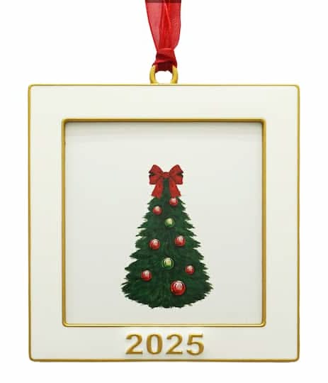 Studio Decor Square 2025 Metal Ornament Frame, 2.5x2.5 in, White & Gold