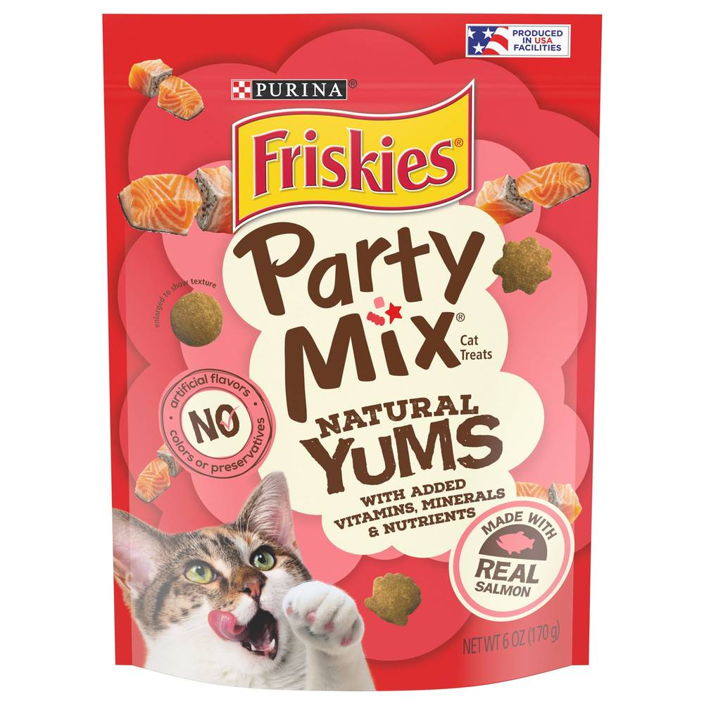 Purina Friskies Made in Usa Facilities, Natural Cat Treats; Party Mix Natural Yums With Real Salmon (6 oz)