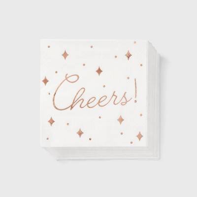 Spritz Beverage Napkins, Gold-White (30 ct)