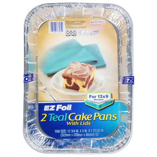 Ez Foil Teal Cake Pans With Lids (2 ct)
