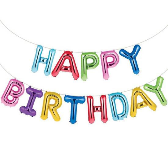 Party-Eh! Rainbow Foil Birthday Balloon Banner Letters (1 set)