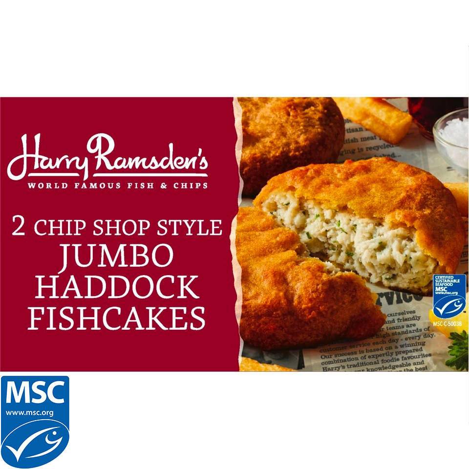 Harry Ramsden's 2 Chip Shop Style Jumbo Haddock Fishcakes 300g