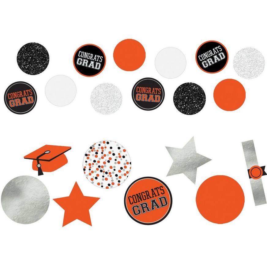Giant Orange Graduation Cardstock Foil Confetti, 48pc
