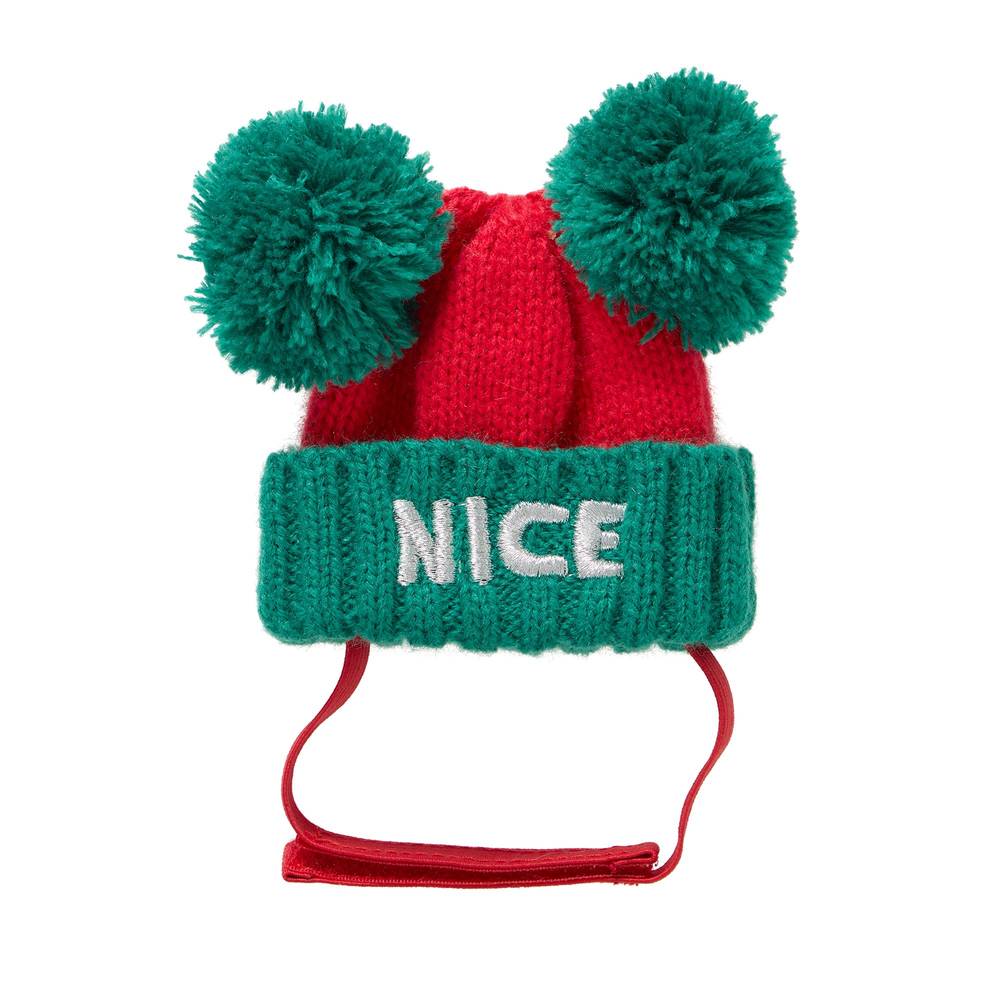 Merry & Bright Holiday Headpiece Small Pet Beanie, Green-Red