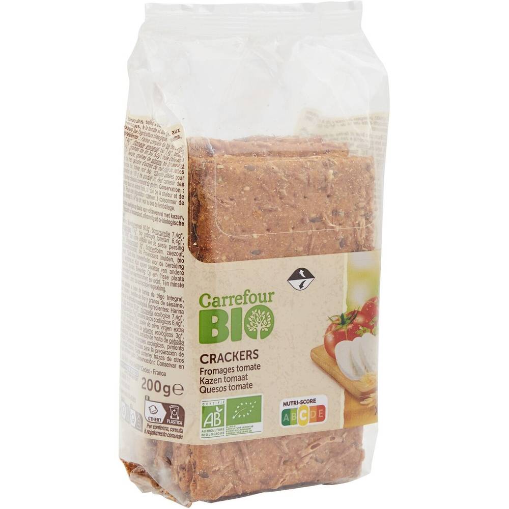 Carrefour Bio - Crackers bio fromage tomate (8 pièces)