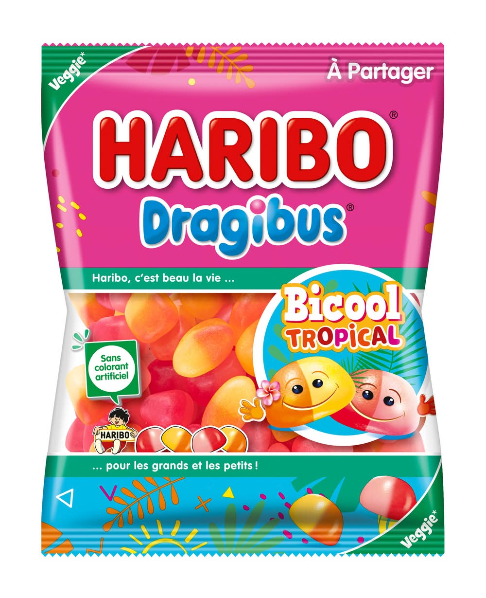 Haribo - Bonbons dragibus bi cool tropical, tropical (250g)