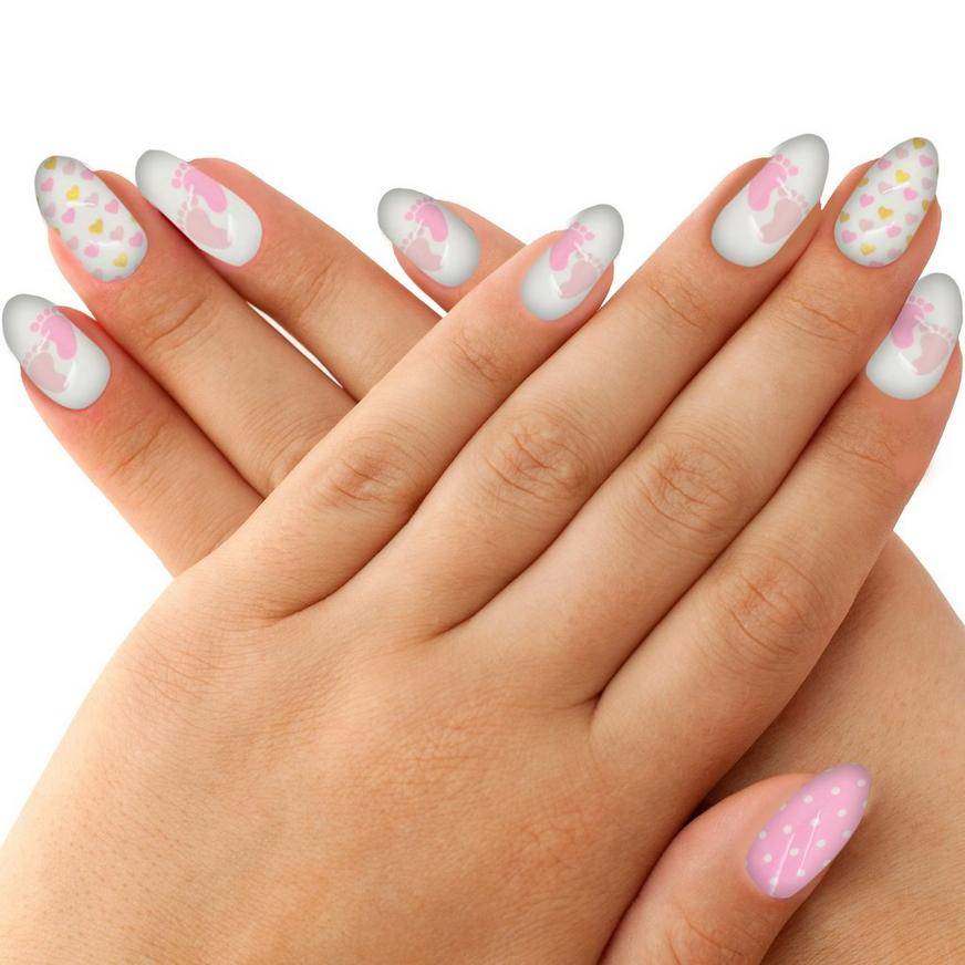 It's a Girl! Baby Shower Faux Nail Set, 24pc