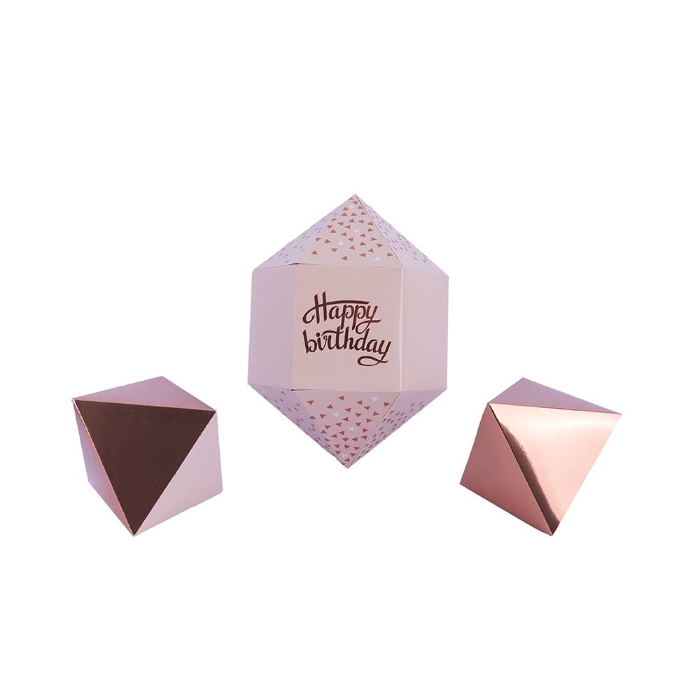 Miniso caja decorativa rombo para fiesta (3 un) (rosa)