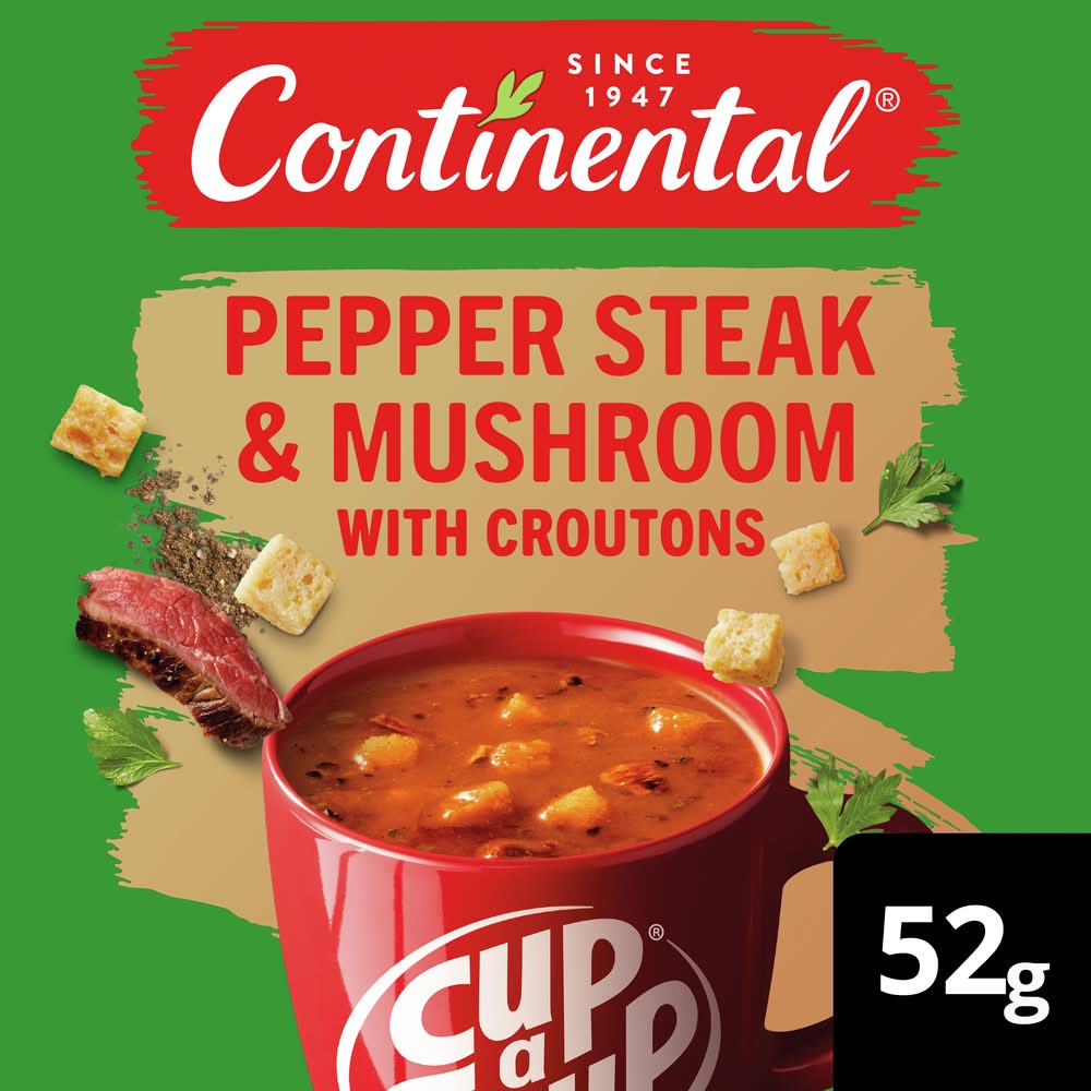 Continental Classics Cup a Soup Mix With Croutons, Pepper Steak & Mushroom (52g)
