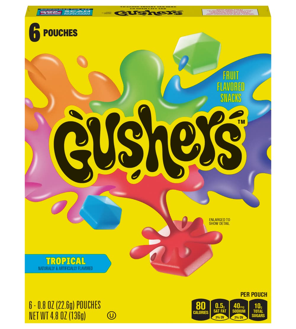 Gushers Fruit Snacks, Tropical (6 x 0.8 oz)