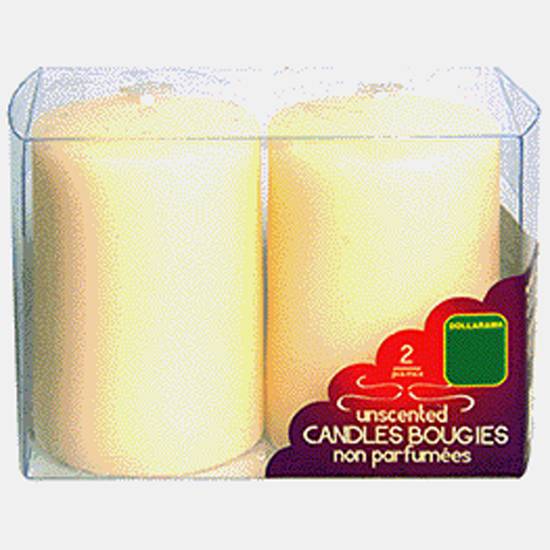 Dollarama Unscented Candles, 2 Pack (2" x 3")