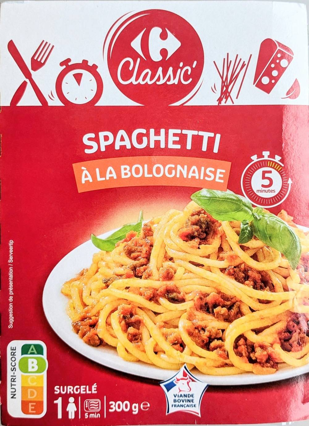 Carrefour - Plat cuisiné spaghetti bolognais (300g)