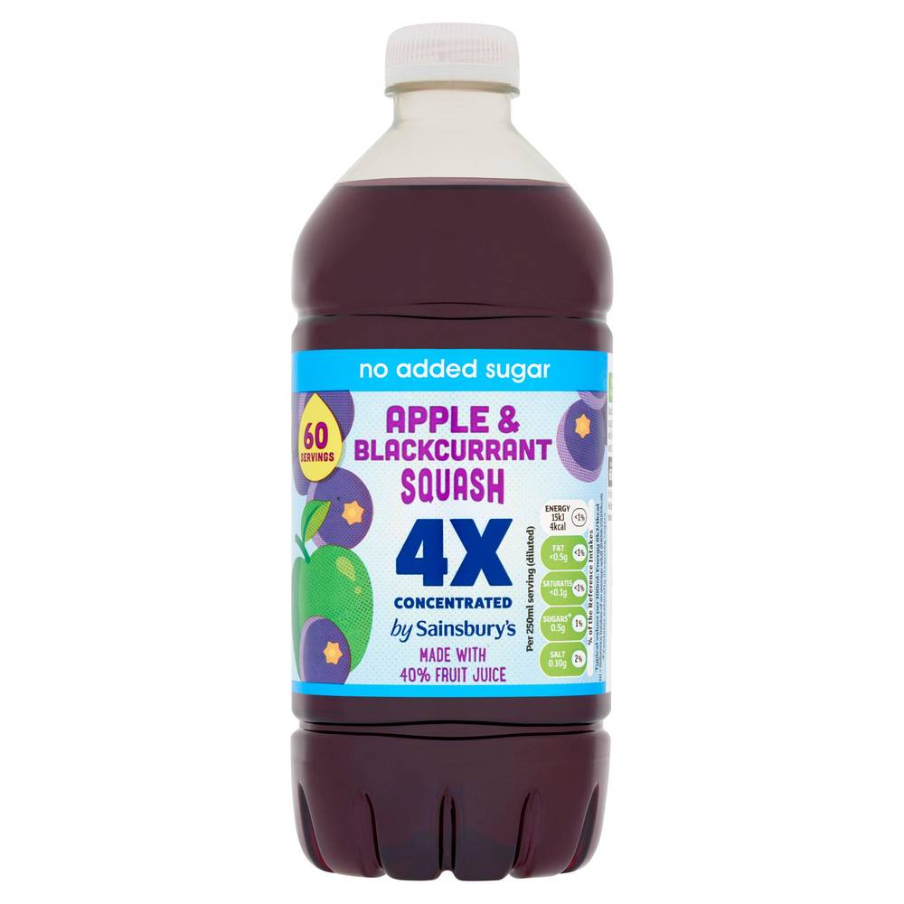 Sainsbury's Quadruple Strength Apple & Blackcurrant Squash 750ml