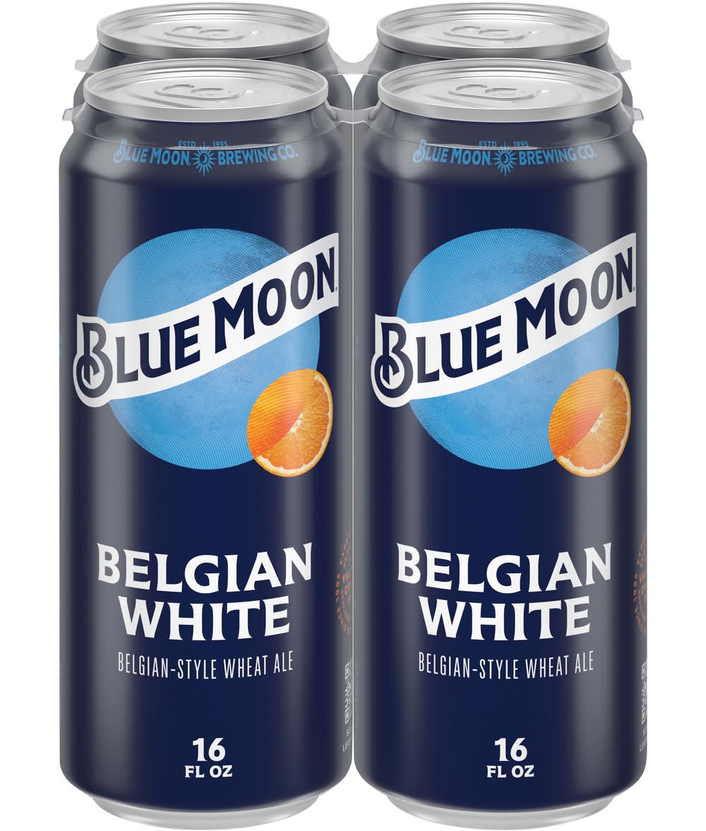Blue Moon Belgian White Wheat Ale Beer (4 x 16 fl oz)