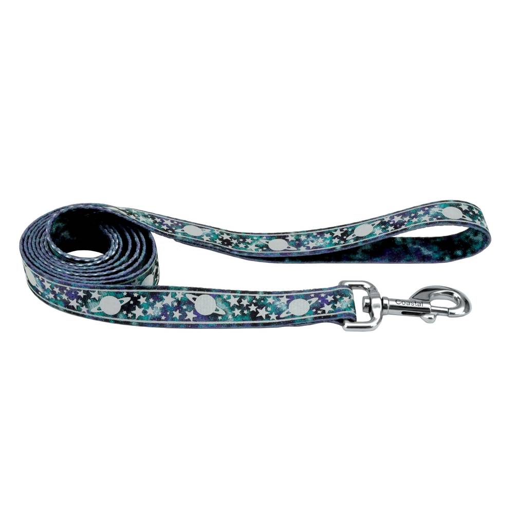 Coastal Lazerbrite Galaxy Patterned Leash For Dog, 1" X 6" , Large