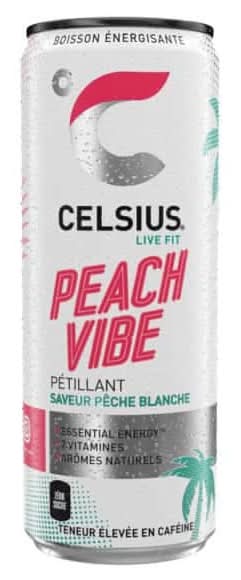 Celsius - Boisson pétillant énergisante zero sucre, peach vibe (355ml)