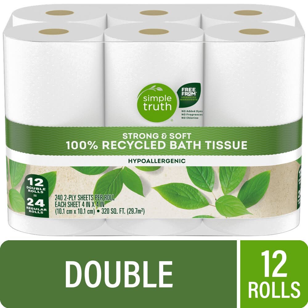 Simple Truth Strong & Soft Double Roll Bath Tissue, 4x4 in (12 ct)
