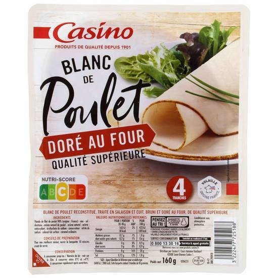 Casino Blanc de poulet - 4 tranches 160g