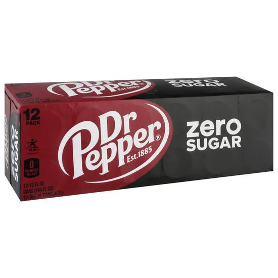 Dr Pepper Zero Sugar Soda (12 ct, 12 fl oz)