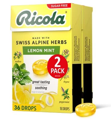 Ricola Sugar Free Herbal Cough Drops, Lemon Mint (2 pack)