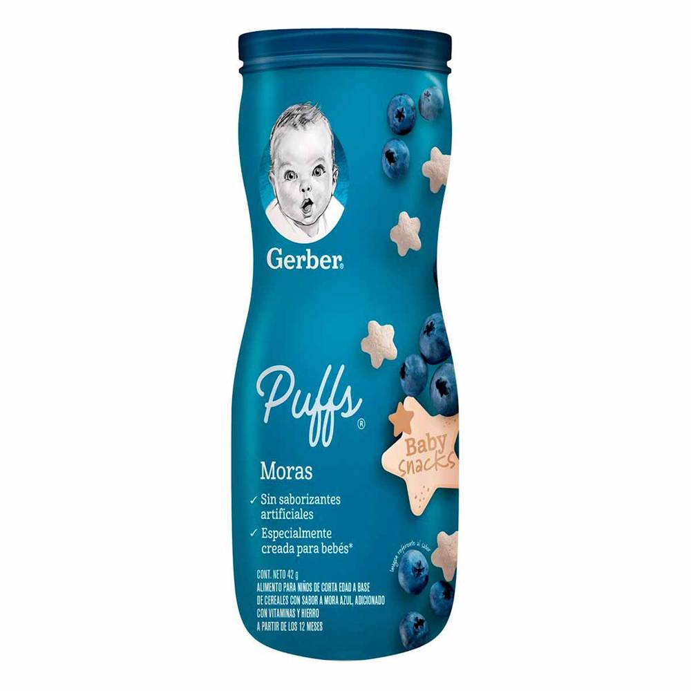 Gerber · Cereal puffs sabor mora azul (42 g)