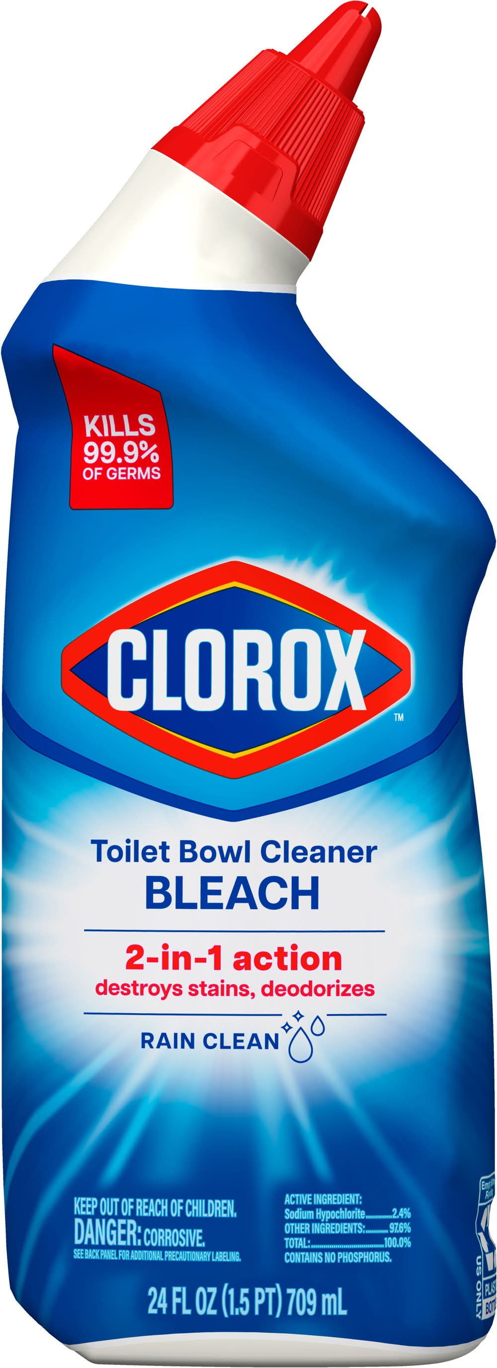 Clorox Toilet Bowl Cleaner Bleach, Rain Clean (24 fl oz)