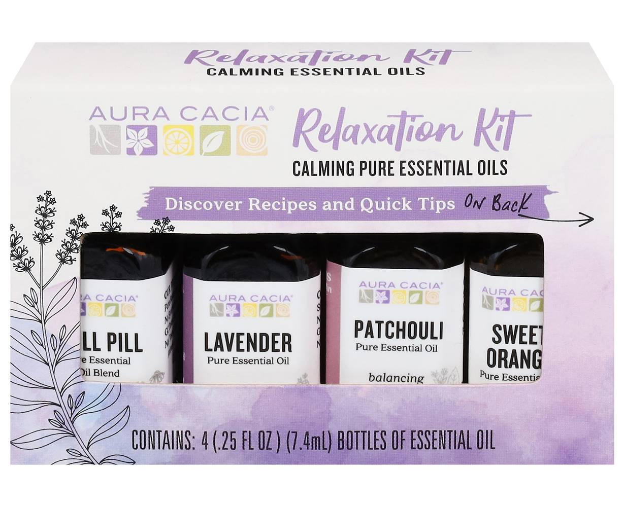 Aura Cacia Essential Oils Relaxation Kit, Assorted (0.25 fl oz, 4 ct)