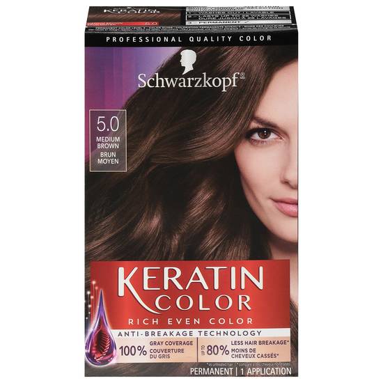 Schwarzkopf Keratin Color Permanent Hair Dye, 5.0 Brown (1 kit)