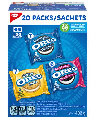 Oreo Original Sandwich Cookies Variety pack, Golden-Double Stuf (482 g, 20 ct)