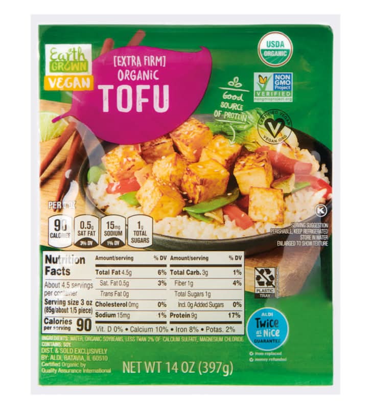Earth Grown Vegan Extra Firm Organic Tofu (14 oz)