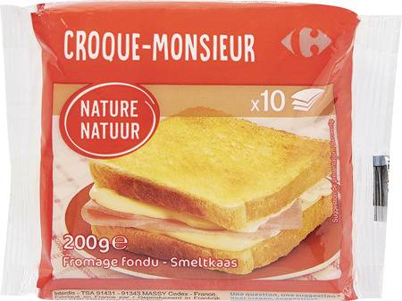 Fromage en Tranches Croque-monsieur Nature CARREFOUR - le paquet de 10 - 200g