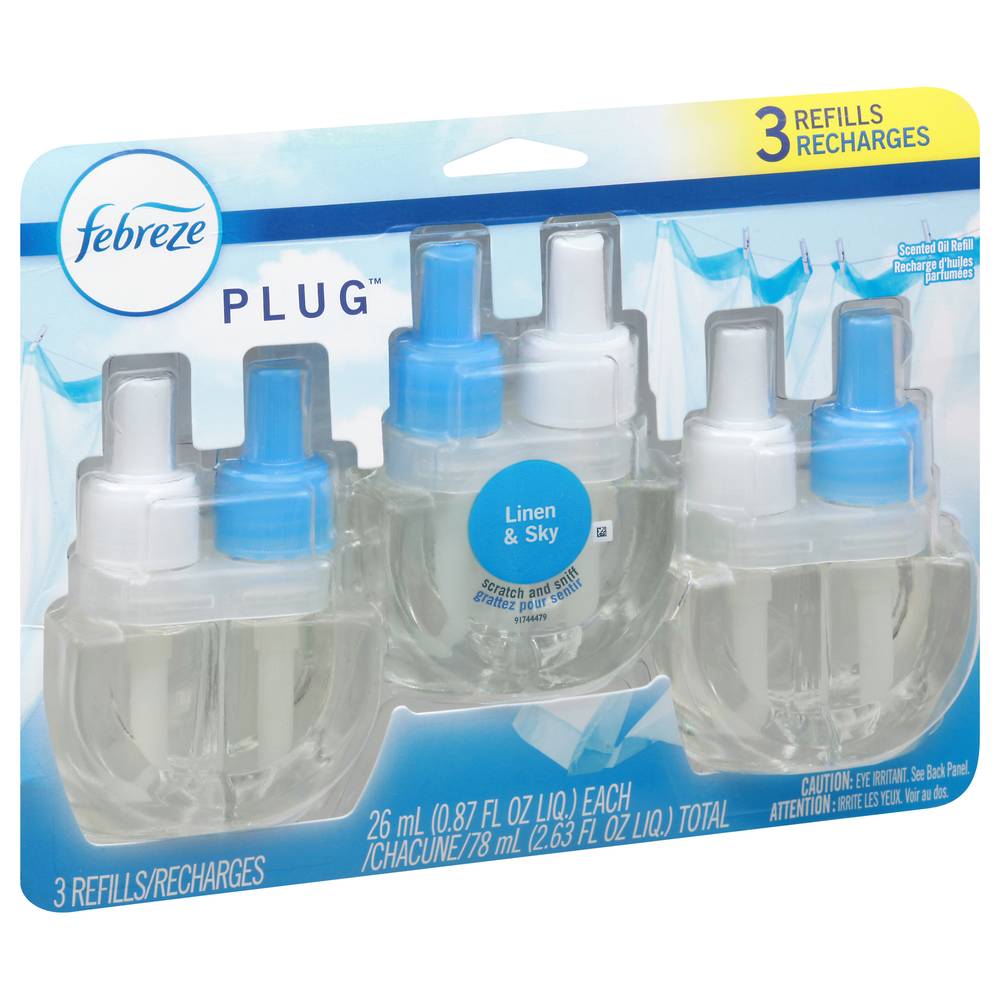 Febreze Plug Linen & Sky Scented Oil Refill (3 ct)