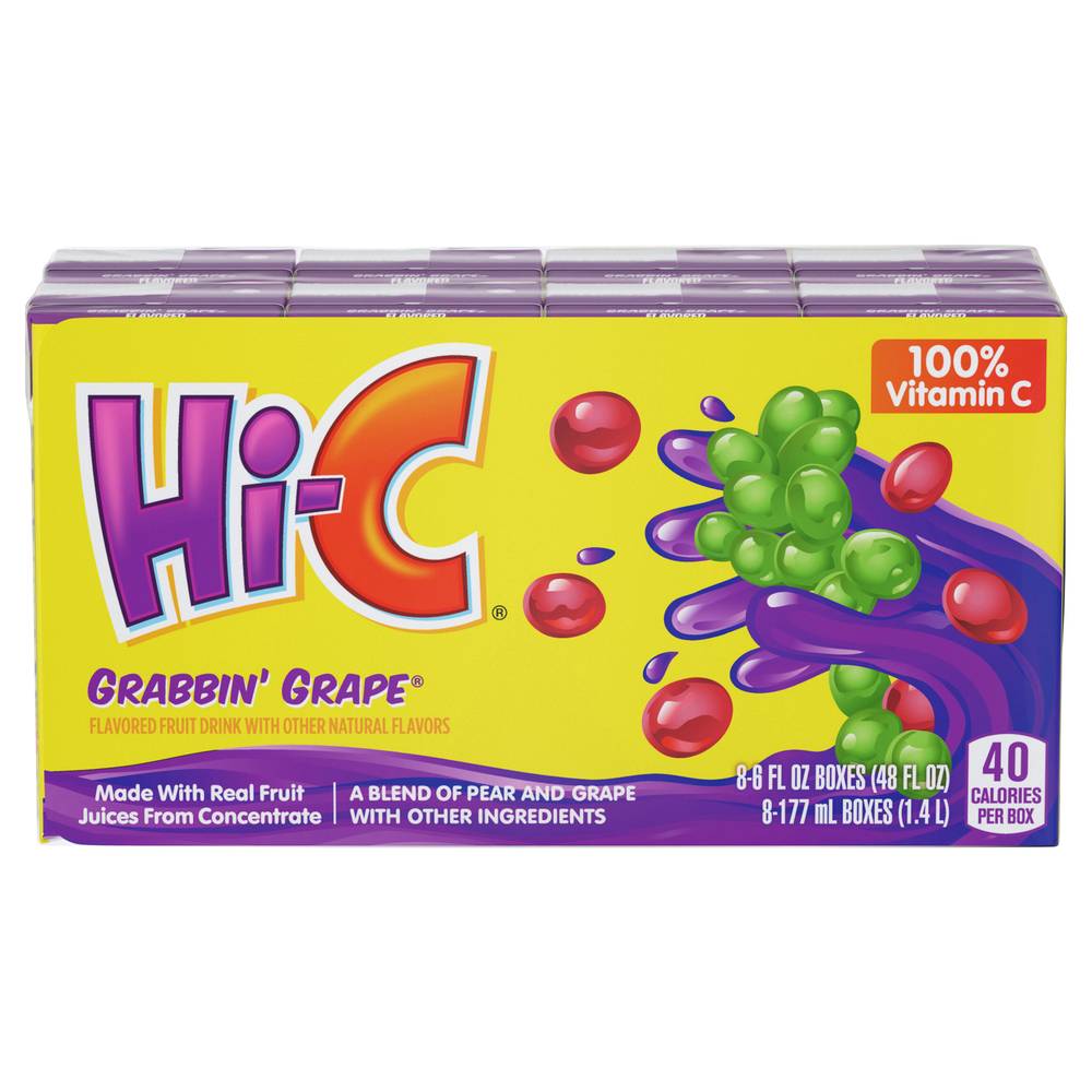 Hi-C Grabbin Grape Cartons Fruit Juice (8 x 6 fl oz)