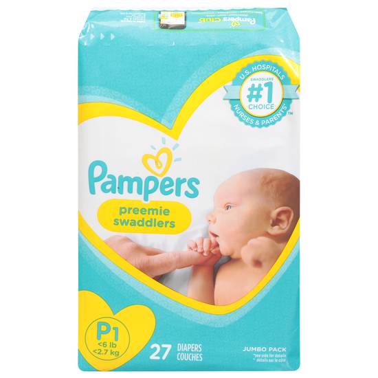 Pampers Preemie Swaddlers Diapers P-1